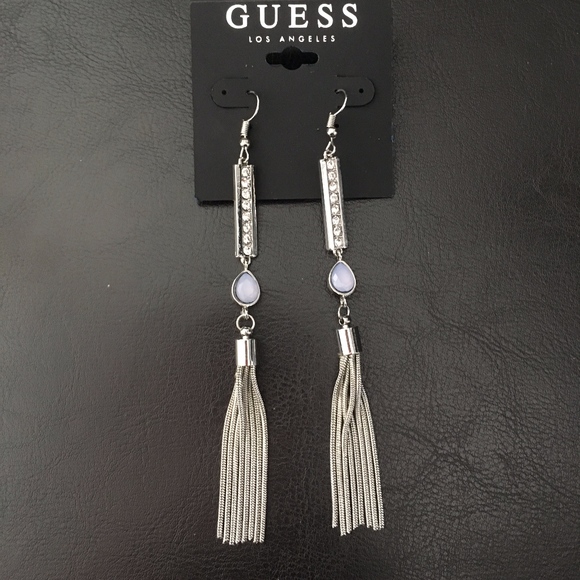 Guess Pave Bar Stones & Tassel Earrings - Picture 1 of 1